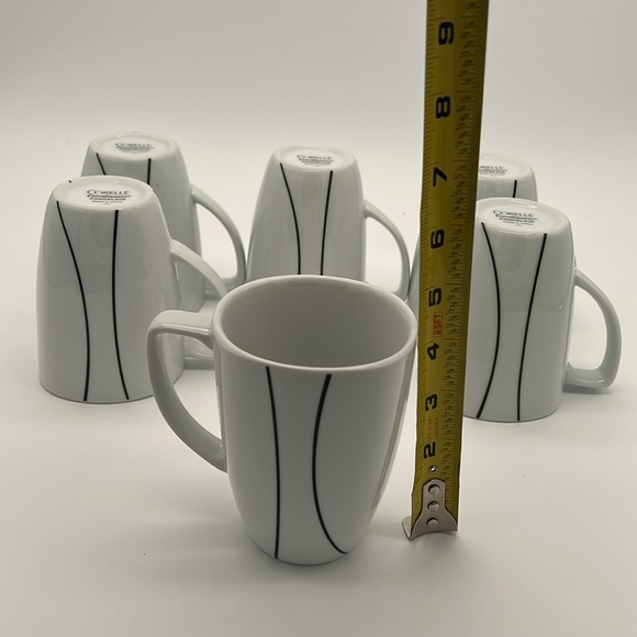 Corelle Simple Lines by CORNING Porcelain Coffee Mugs/Tea Cups (Set of 6) - Picture 6 of 7